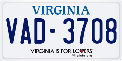 VA license plate VAD3708