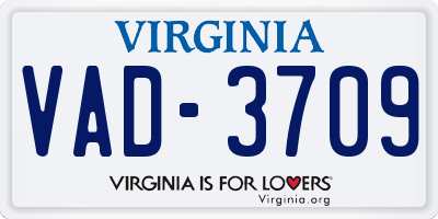 VA license plate VAD3709