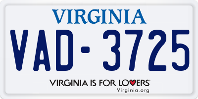 VA license plate VAD3725