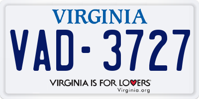 VA license plate VAD3727
