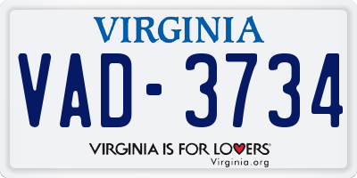 VA license plate VAD3734