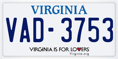 VA license plate VAD3753