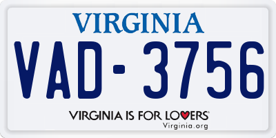 VA license plate VAD3756