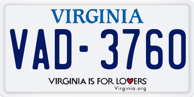 VA license plate VAD3760