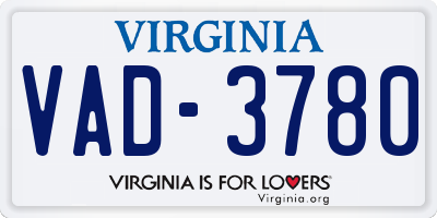 VA license plate VAD3780