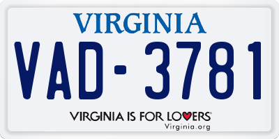 VA license plate VAD3781