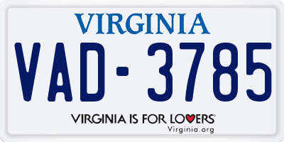 VA license plate VAD3785
