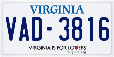 VA license plate VAD3816