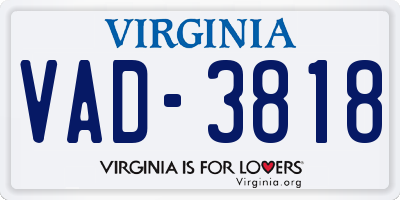 VA license plate VAD3818