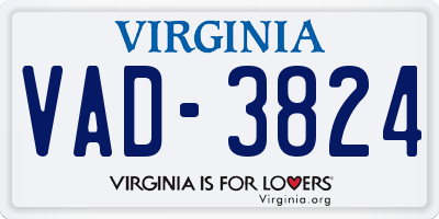 VA license plate VAD3824