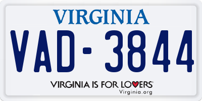 VA license plate VAD3844