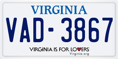 VA license plate VAD3867
