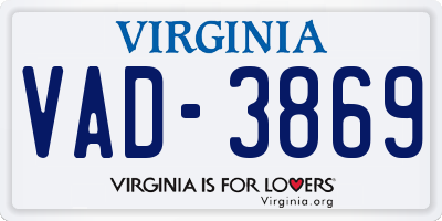 VA license plate VAD3869