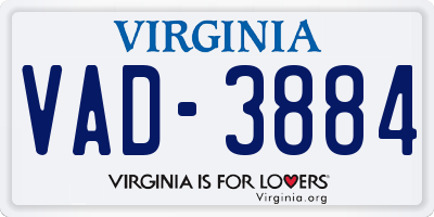 VA license plate VAD3884