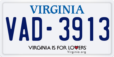 VA license plate VAD3913