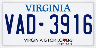 VA license plate VAD3916