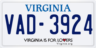 VA license plate VAD3924
