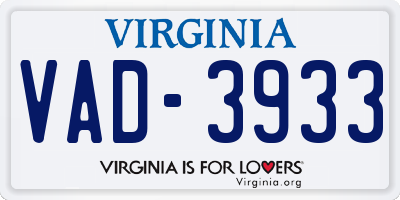 VA license plate VAD3933