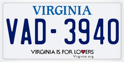 VA license plate VAD3940