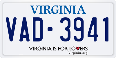 VA license plate VAD3941