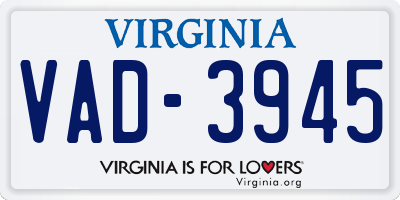 VA license plate VAD3945