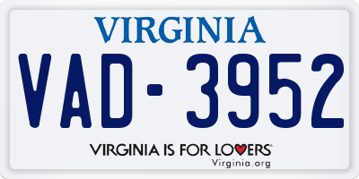 VA license plate VAD3952