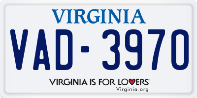 VA license plate VAD3970