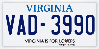 VA license plate VAD3990