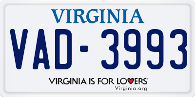 VA license plate VAD3993