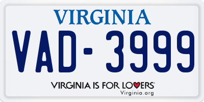 VA license plate VAD3999