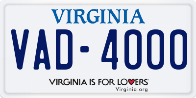 VA license plate VAD4000