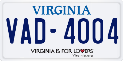 VA license plate VAD4004