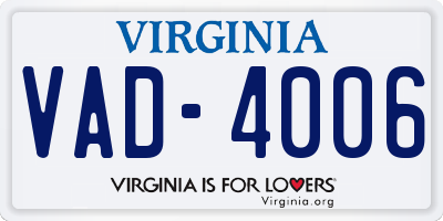 VA license plate VAD4006