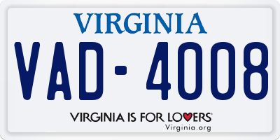 VA license plate VAD4008