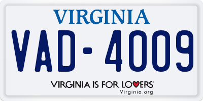 VA license plate VAD4009