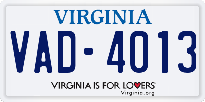 VA license plate VAD4013