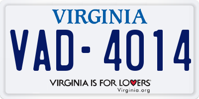 VA license plate VAD4014