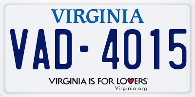 VA license plate VAD4015