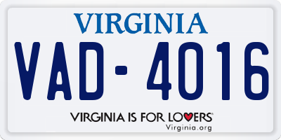 VA license plate VAD4016