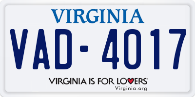 VA license plate VAD4017