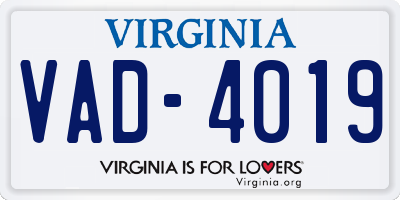 VA license plate VAD4019