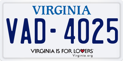 VA license plate VAD4025