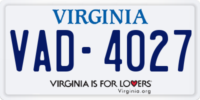 VA license plate VAD4027