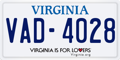 VA license plate VAD4028