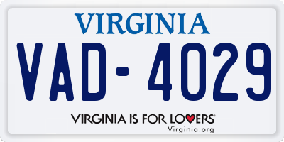 VA license plate VAD4029