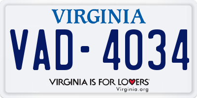 VA license plate VAD4034