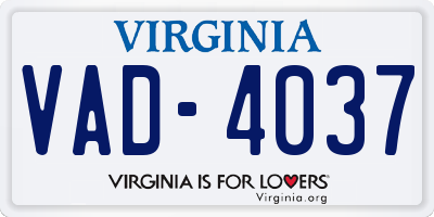 VA license plate VAD4037