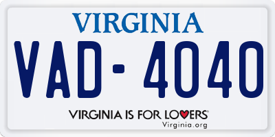 VA license plate VAD4040