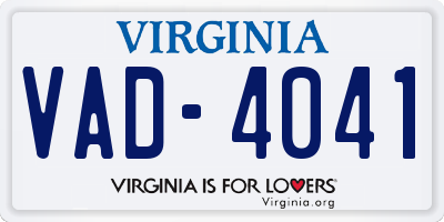 VA license plate VAD4041