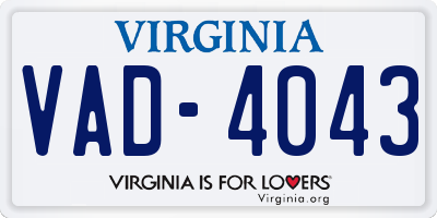 VA license plate VAD4043